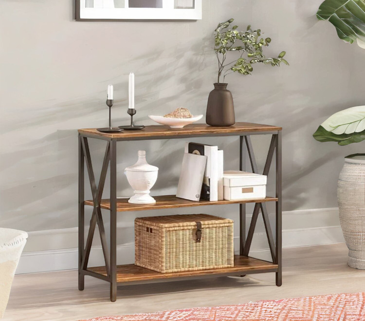 میز کنسول مینیمال مدرن از جنس فلز و چوب - مدل C501